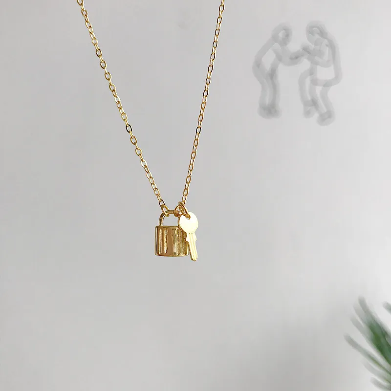 Lasy's Аутентичные стерлингового серебра 925 Golds замок любви и ключ подарок, ожерелье с подвеской ювелирные изделия TLx370
