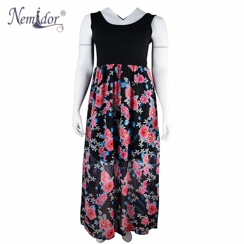 Nemidor женское повседневное шифоновое платье с круглым вырезом плюс размер летнее