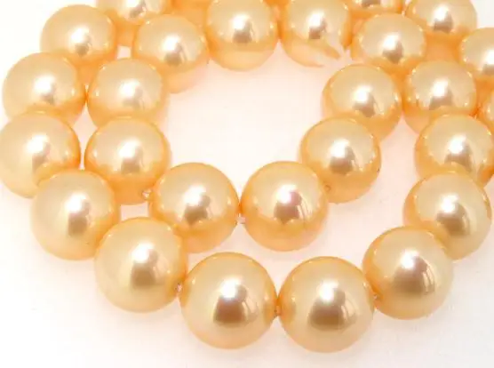 Yellow Color Round Seashell Pearl Loose Beads 14inches One Full String AA 14MM DIY Jewelry For Necklace LS3-067 | Украшения и