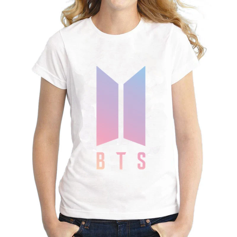 BTS летняя футболка с принтом Harajuku kawaii Женские топы круглым вырезом свободная