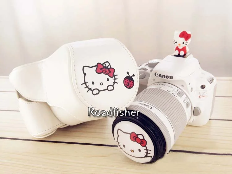 Roadfisher рисунок «Hello Kitty» печати искусственная кожа Камера сумка Вставить чехол защищает крышку для Canon EOS M3 M2 M10 100D sony A5000 a5100 A6000