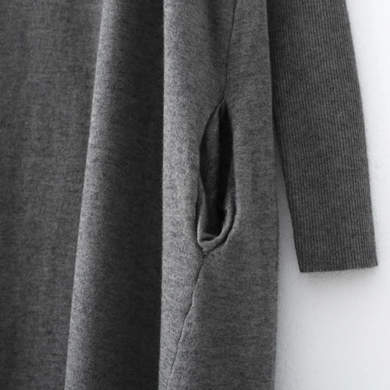 Женское винтажное платье Johnature осень 2021 Новая Вязаная шерсть хлопок полиэстер