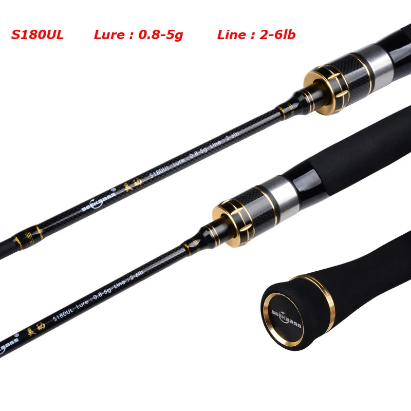 SeekBass Гибкая дешевая ультралайтовая спиннинговая удочка 1,8 м 0,8-5 г, вес приманки, 2-6 фунтовая линия, ультралегкая удочка для рыбалки.
