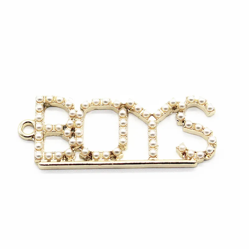 New Arrived 20pcs/lot Gold Plating Letter BOYS And GIRLS Pearl Dangle Charms Fit Bracelet Necklace DIY Jewelry Making | Украшения и
