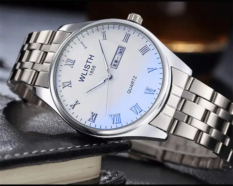 Мужские наручные часы WLISTH водонепроницаемые из нержавеющей стали с календарем