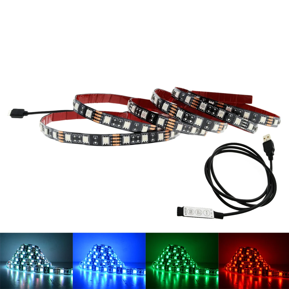 USB 5 V 5050 светодиодные RGB ленты гибкое светодиодное освещение подсветка с 3 клавишами дистанционного управления для ТВ фона