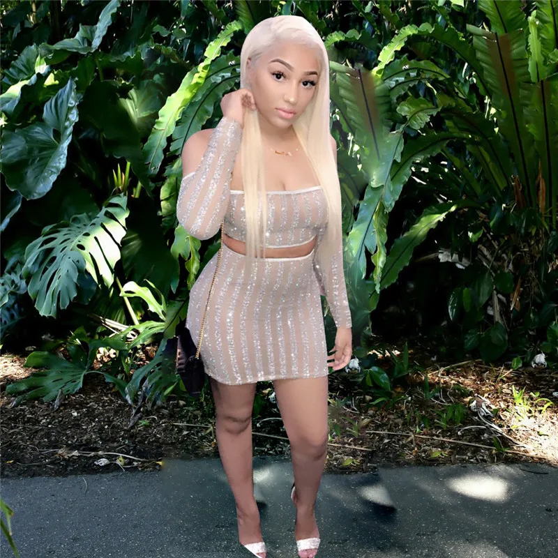 Женский сетчатый топ Adogirl с блестками вырезом лодочкой и длинным рукавом мини