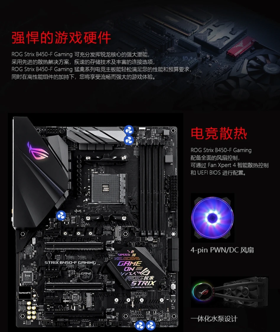Asus ROG STRIX B450-F игровая настольная системная плата AMD B450 Socket AM4 DDR4 PCI-E 3,0 M.2 USB3.1 atxматеринская плата Б/у 90% Новинка