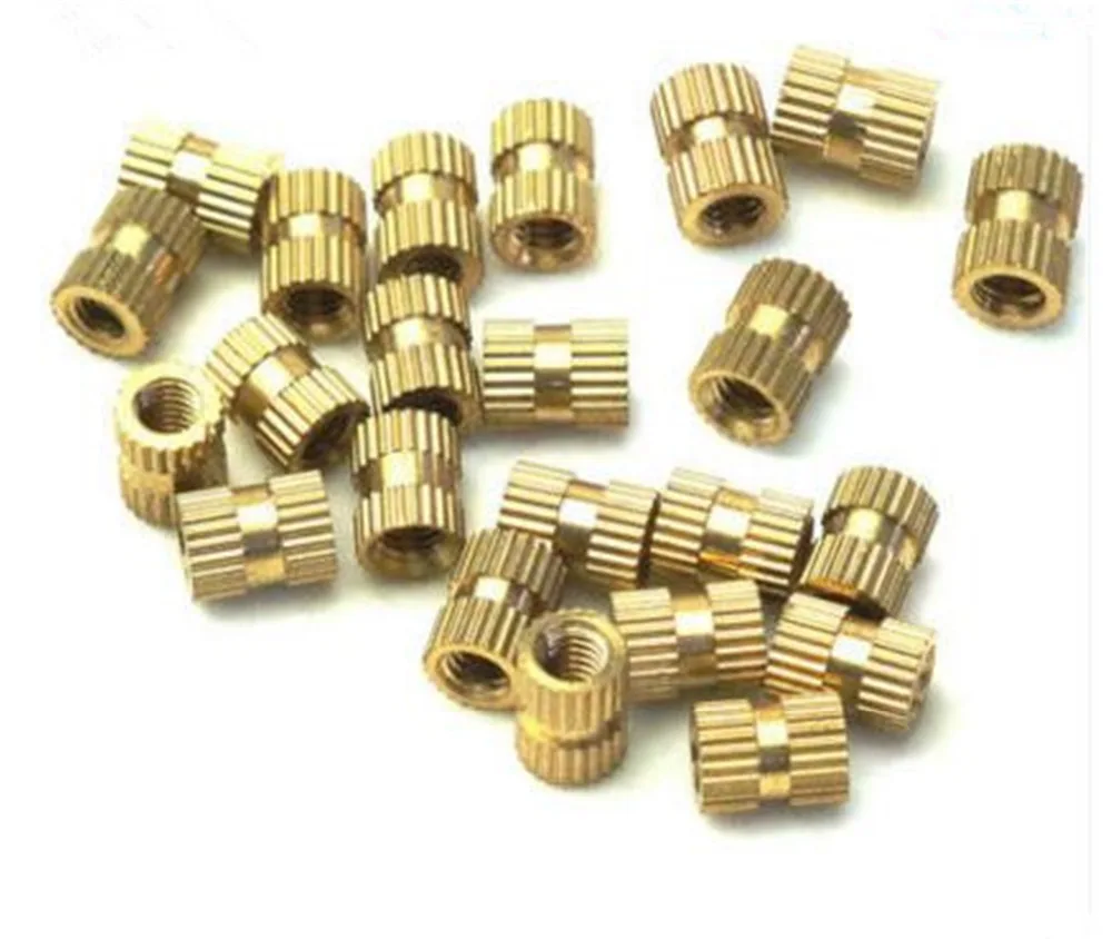 

100PCS M4 Series M4*(L)-5.2mm(OD) Copper Inserts Brass Double Pass Knurl Nut Embedded Fastener