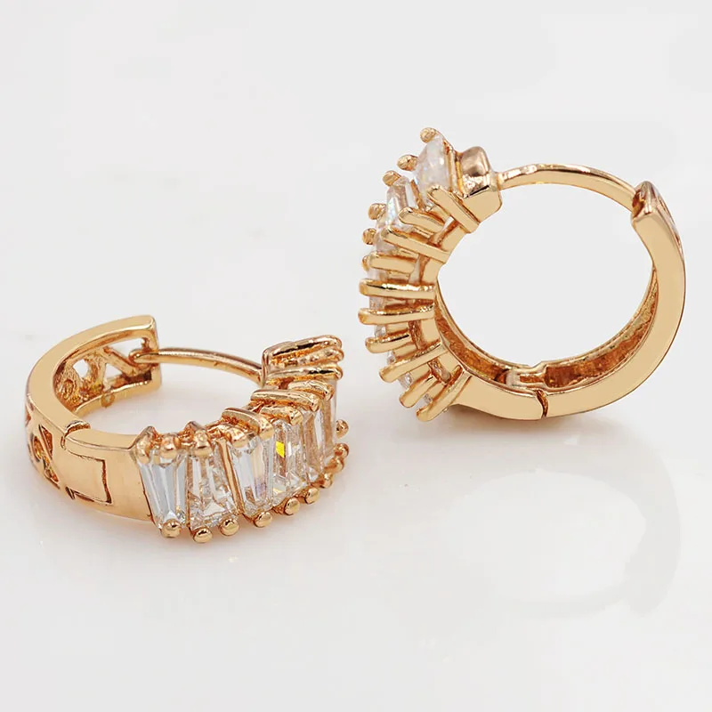 Женские серьги кольца MxGxFam желтое золото прозрачный фианит AAA + новинка|hoop earrings for