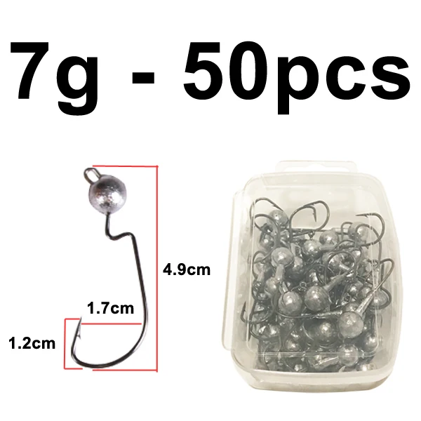 KXY049-7G-50PCS Cassyaa 30-50 шт. кренк джиг голова крюк 3,5 г 5 г 7 г 10 г рыболовный свинцовый крючок джиг приманка мягкий червь Рыболовный крючок снасти Аксессуары KXY049 - Цвет: KXY049-7G-50PCS
