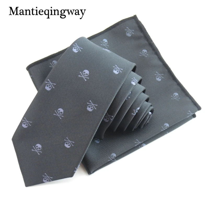 Mantieqingway деловой платок галстуки полиэстеровый галстук набор Череп карманный