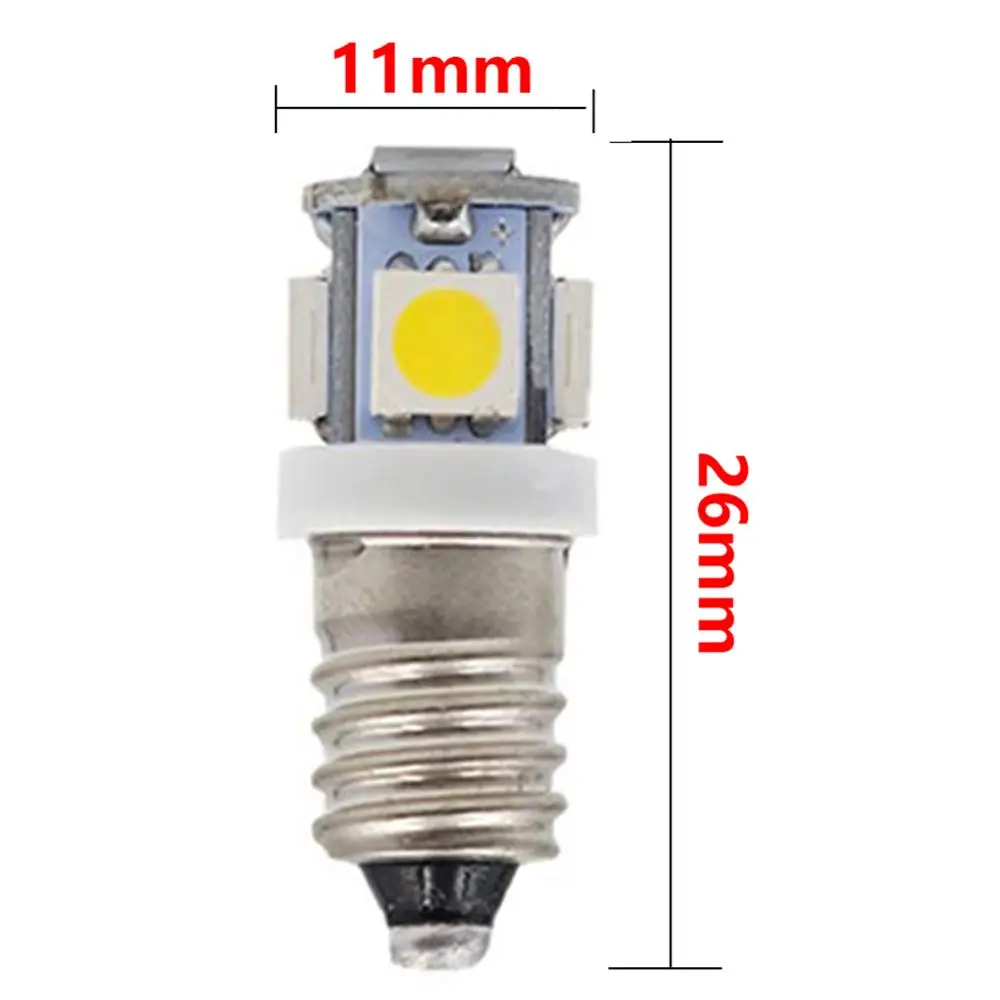 10 шт E10 6V 12V 24V теплый белый холодный белый светодиодный светильник лампы 5SMD 0,5 W 50LM