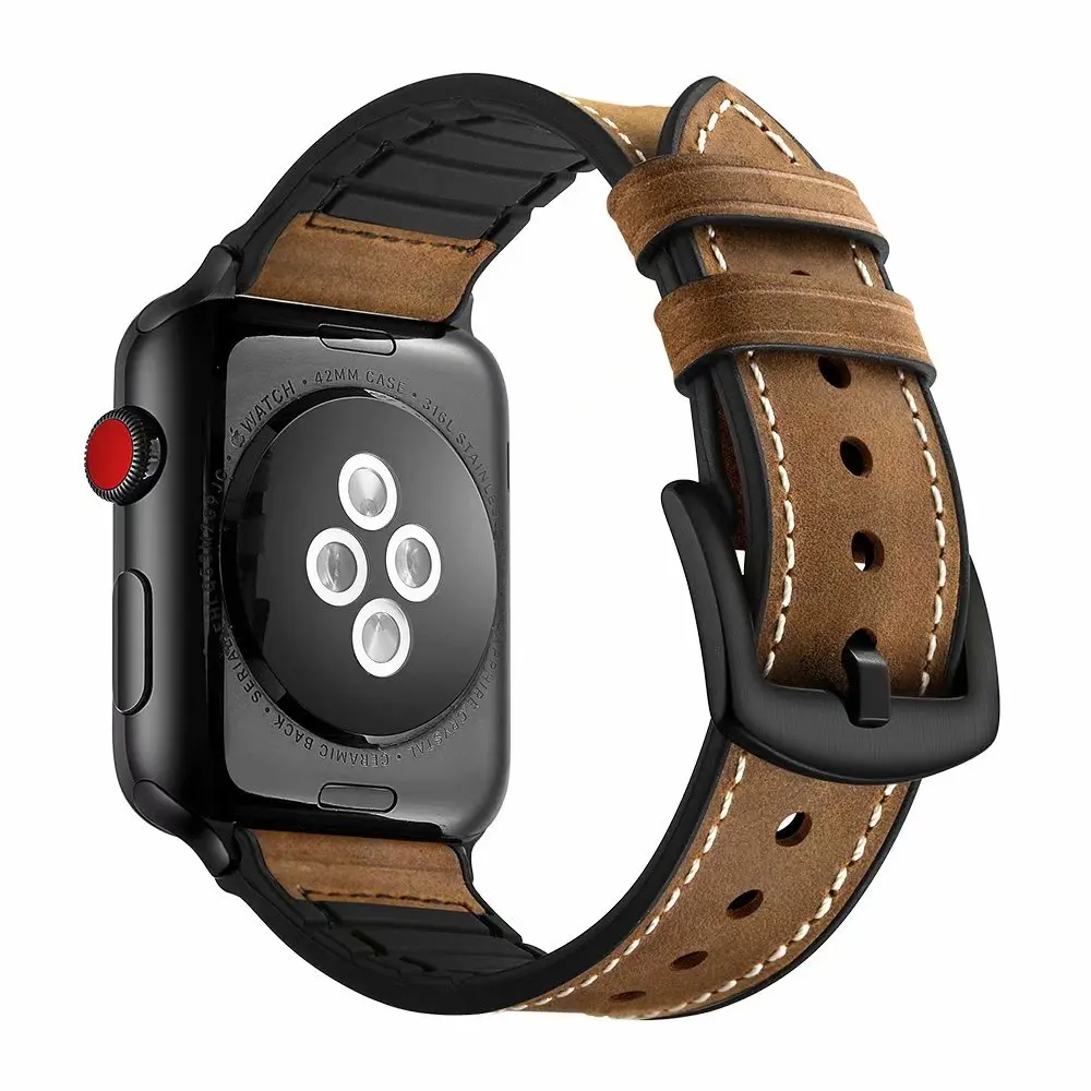 Чёрный коричневый ремешок для наручных часов Apple watch 38 мм iwatch серии 4/3/2/1 42 40 44