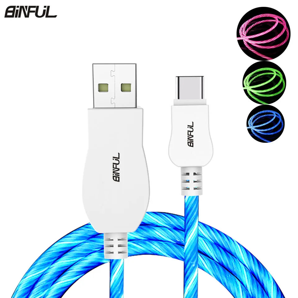 Светодиодный светящийся зарядный кабель для Huawei Samsung Xiaomi LG Micro USB Type C зарядное