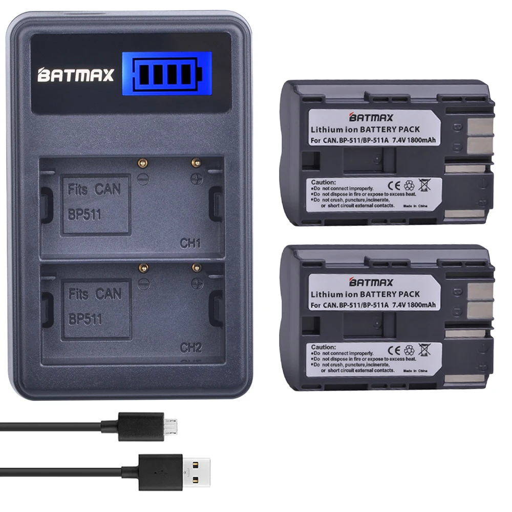 Аккумулятор и зарядное устройство с двумя USB портами для Canon G6 G5 G3 G2 G1 EOS 300D 50D 40D 30D 20D
