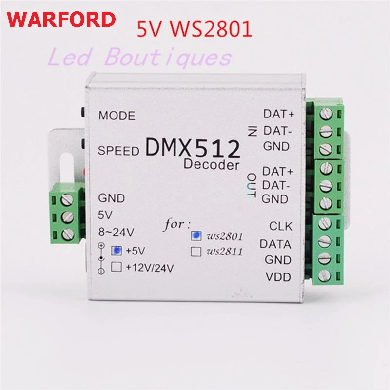 DC5V/12V ws2812B ws2801 WS2811 DMX dmx512 rgb led controller DMX512 Decoder BOARD IC strip LED SPI Converter | Освещение