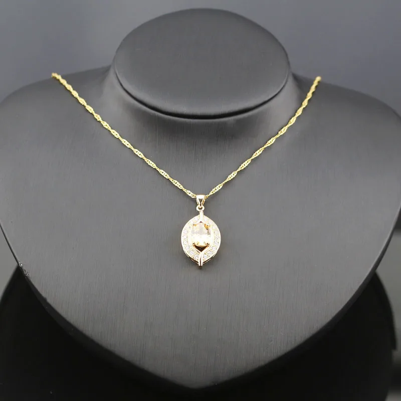 Оранжевый морганит стильный набор украшений для женщин белый циркон золотого