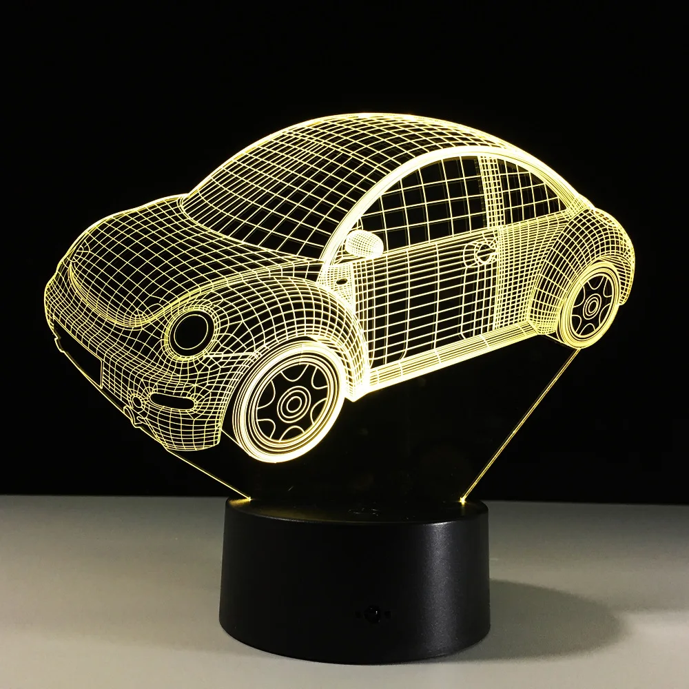 7 цветов визуальная лампа для моделирования автомобиля 3D светодиодный ночник