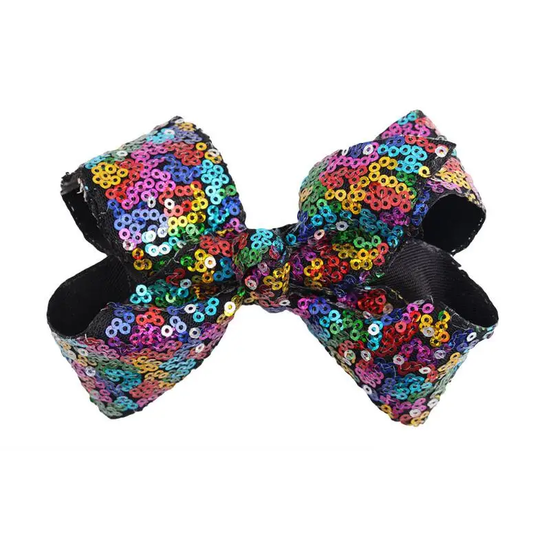 1 PC Big Gold Silver Black Hair Clip Colorful Sequin Bow With Pin Barrettes For Girls |