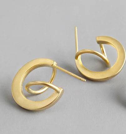 Gold Color F.I.N.S, современные женские серьги,, уникальный дизайн, крученые геометрические серьги-гвоздики, 925, серебряные, золотые, корейские серьги, хорошее ювелирное изделие - Окраска металла: Gold Color