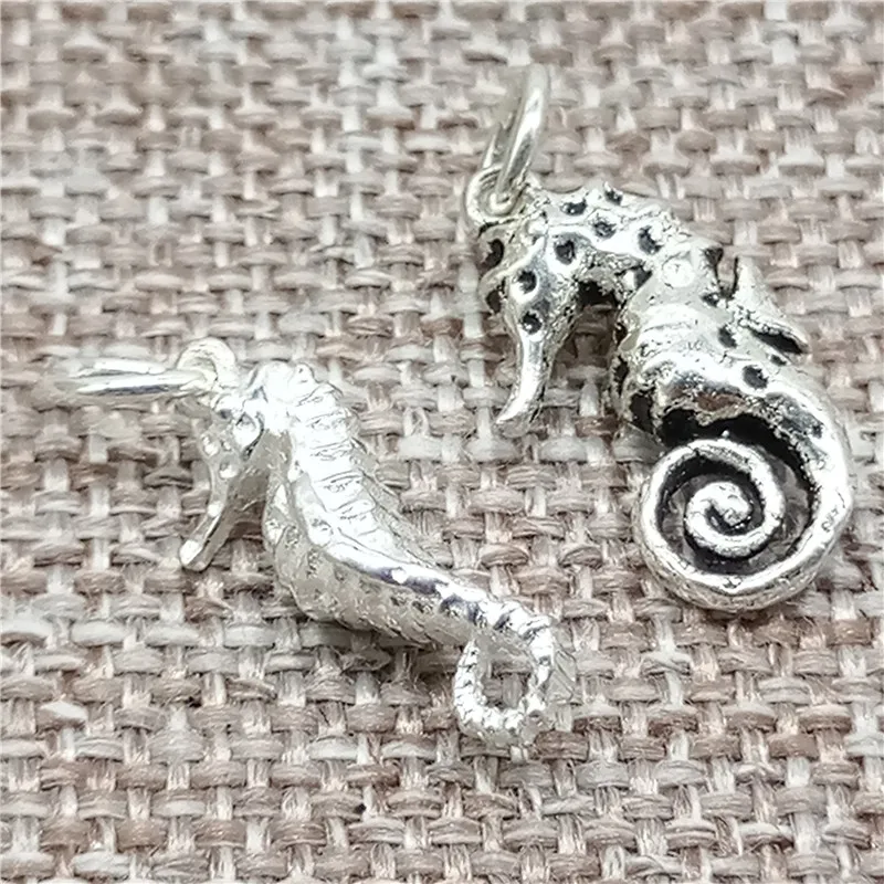 

5pcs of 925 Sterling Silver Sea Horse Seahorse Charms Pendants for Ocean Beach Bracelet Necklace