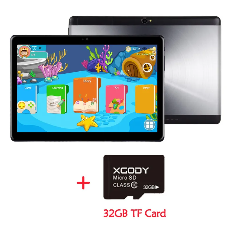 Add 32GB Card XGODY Детский планшетный ПК 10,1 дюймов 1280*800 Android 7,0 1 Гб 16 Гб Двойная камера 2МП+ 5Мп Bluetooth WiFi 5000 мАч 3g телефонный звонок планшетный ПК - Комплект: Add 32GB Card