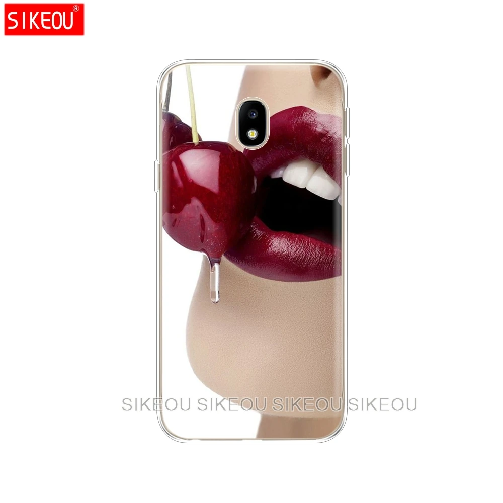 Силиконовый чехол для телефона Samsung Galaxy J3 J5 J7 2017 J330 J530 J730 PRO j2 2018 Red Sexy Lips girl Luxury Korea