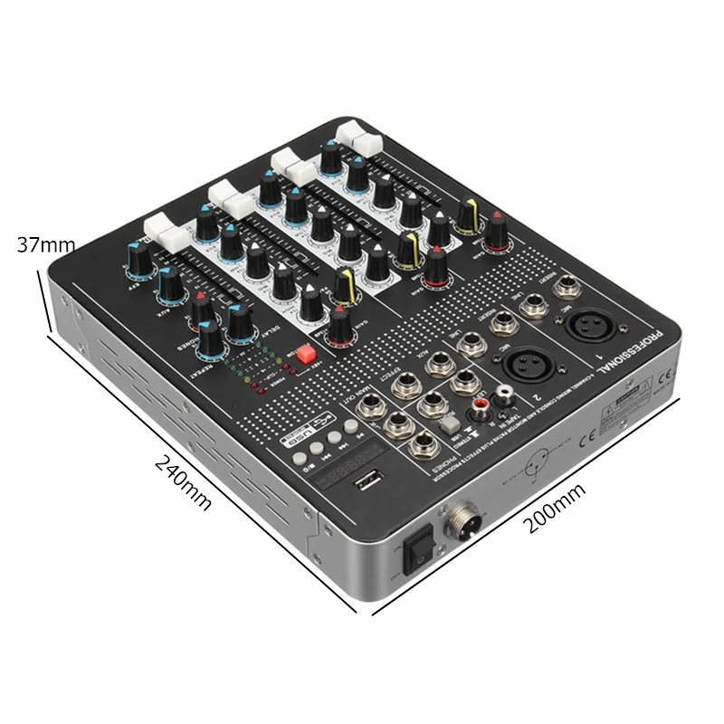 LEORY Профессиональный USB 4 канала DJ цифровым микшером Управление с цифровой