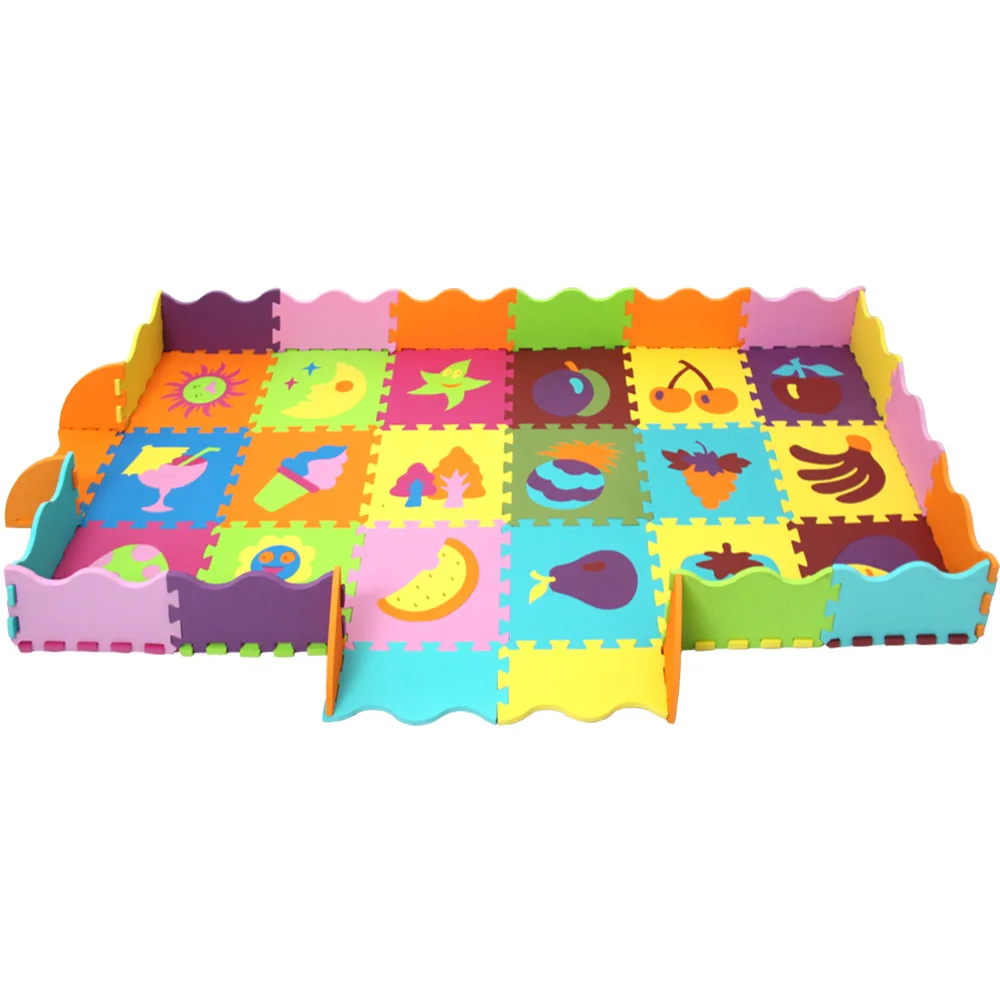 18pcs and fence 0623 9 шт./компл. Новое поступление Детские EVA пены ковер животный узор с мягкой подошвой и вышивкой; детское игрушечный Коврик-пазл коврики для малышей и детей постарше игровой коврик - Цвет: 18pcs and fence 0623