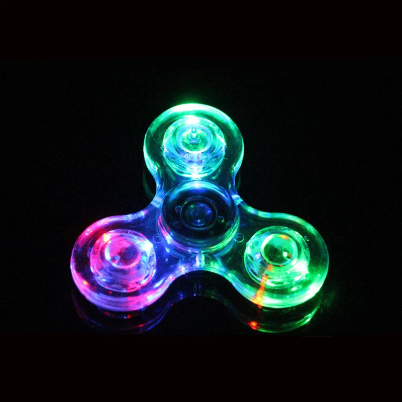 Прозрачный Luminous LED Fidget Spinner Transparent LED Flash Light Colorful Change E Spinner Glow In the Dark Stress Relief Toys For Kids - Цвет: Прозрачный