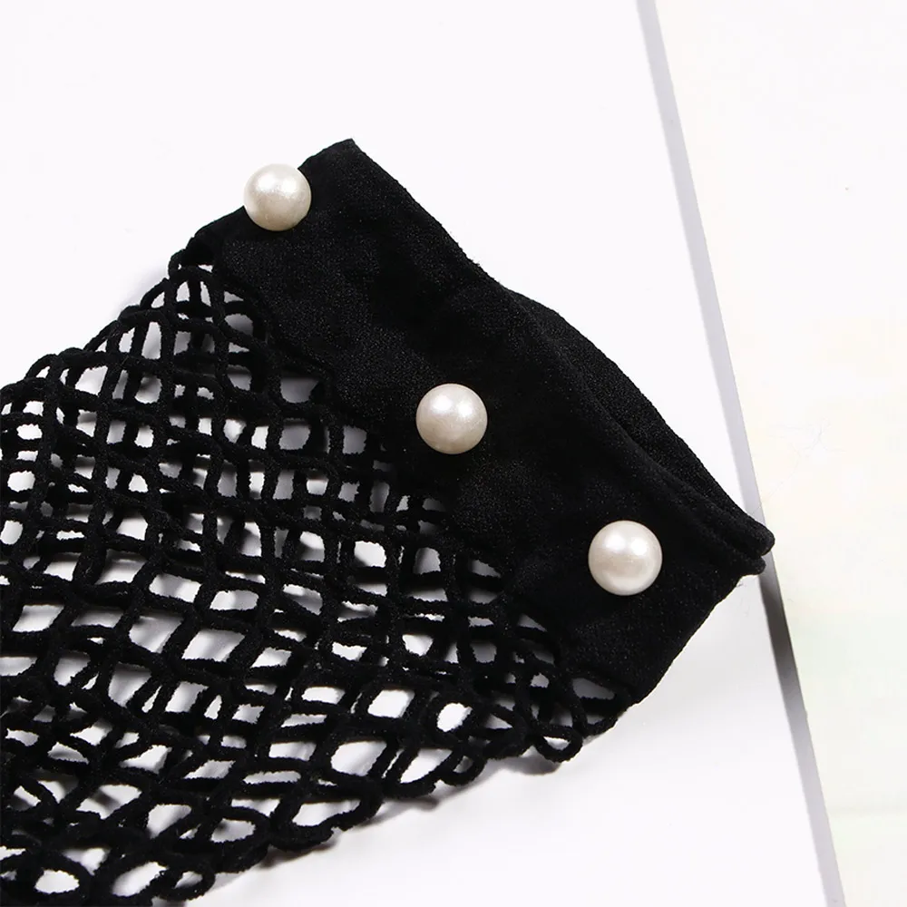 Модные женские ажурные носки с рюшами Высокие имитацией жемчуга Кружевные