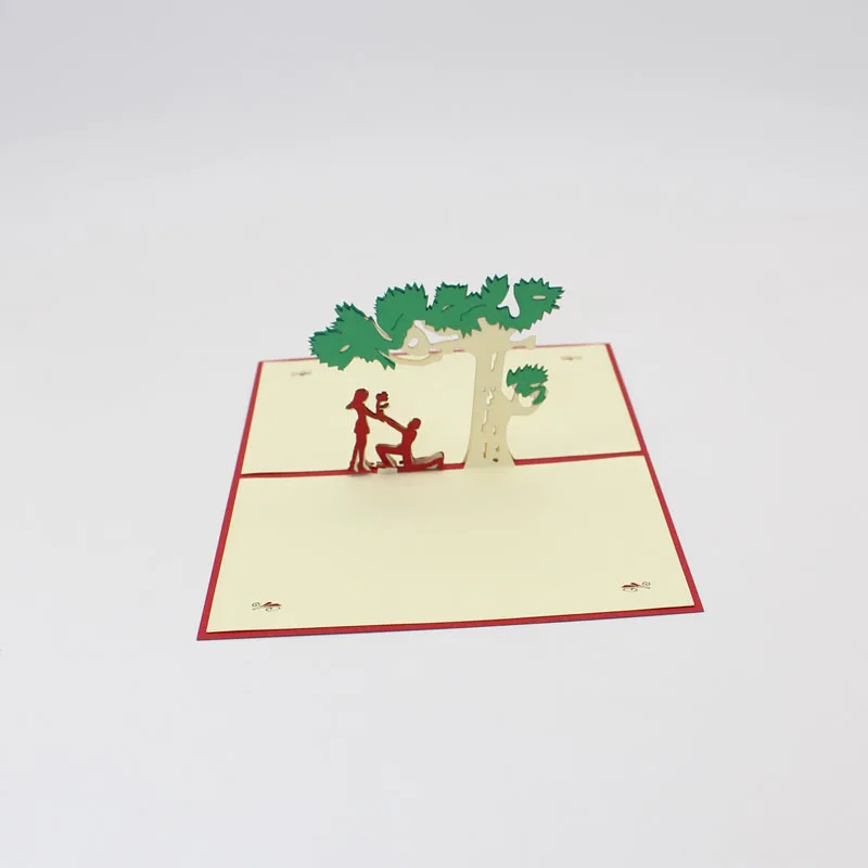 (10 шт./лот) Лазерная резка свадебные приглашения Kirigami 3D всплывающие кубические