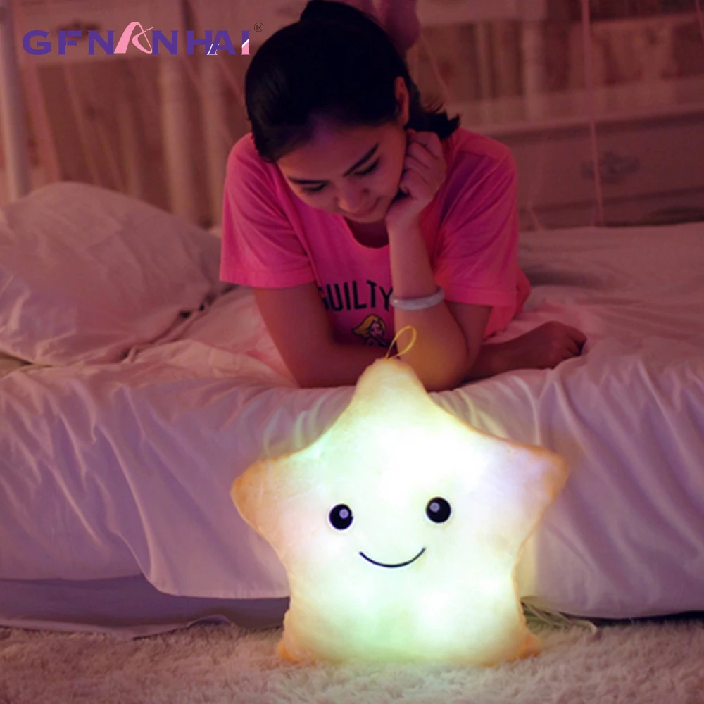 Kawaii Звезда Подушка Плюшевые игрушки Симпатичные светлые мягкие светодиодный