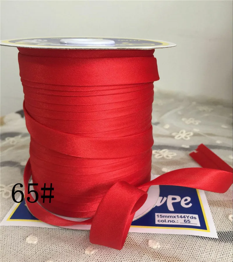 Col No.65(Red) 5/"(15 мм) X25Yards/карта атласная косая лента, AW бренд ручной работы для пошив одежды «сделай сам» и обрезки - Цвет: Col No.65(Red)