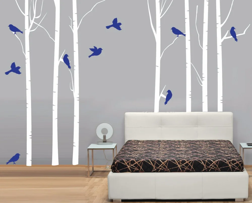 Березовые деревья с птицами настенные наклейки дерево Декор для дома лесным