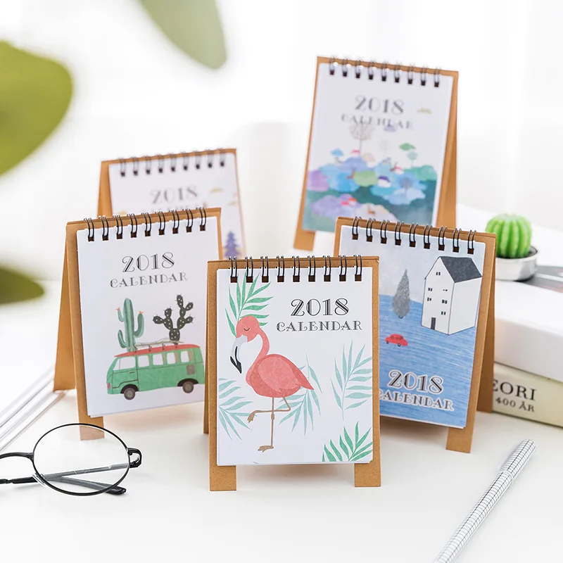 2018 год новый свежий Стиль DIY мультфильм мини настольных Бумага календарь