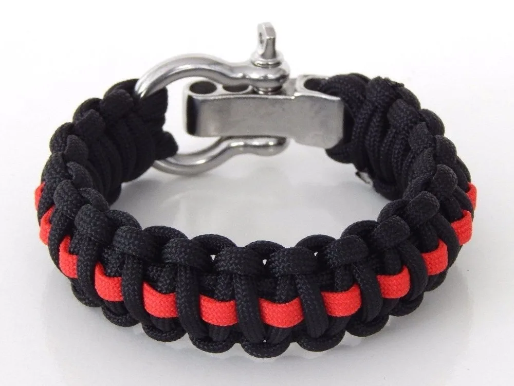 550 браслет для выживания из Паракорда тонкий с красной линией ручной работы