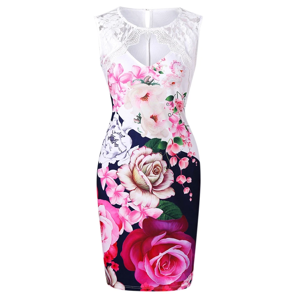 Цветочный принт Cut Out Bodycon платье | Женская одежда
