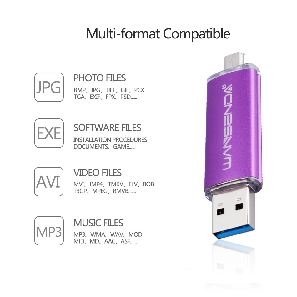 Новый флеш-накопитель WANSENDA OTG usb 32gb cle 3 0 диск памяти 8gb 16gb 64gb 128gb 256gb Флешка |