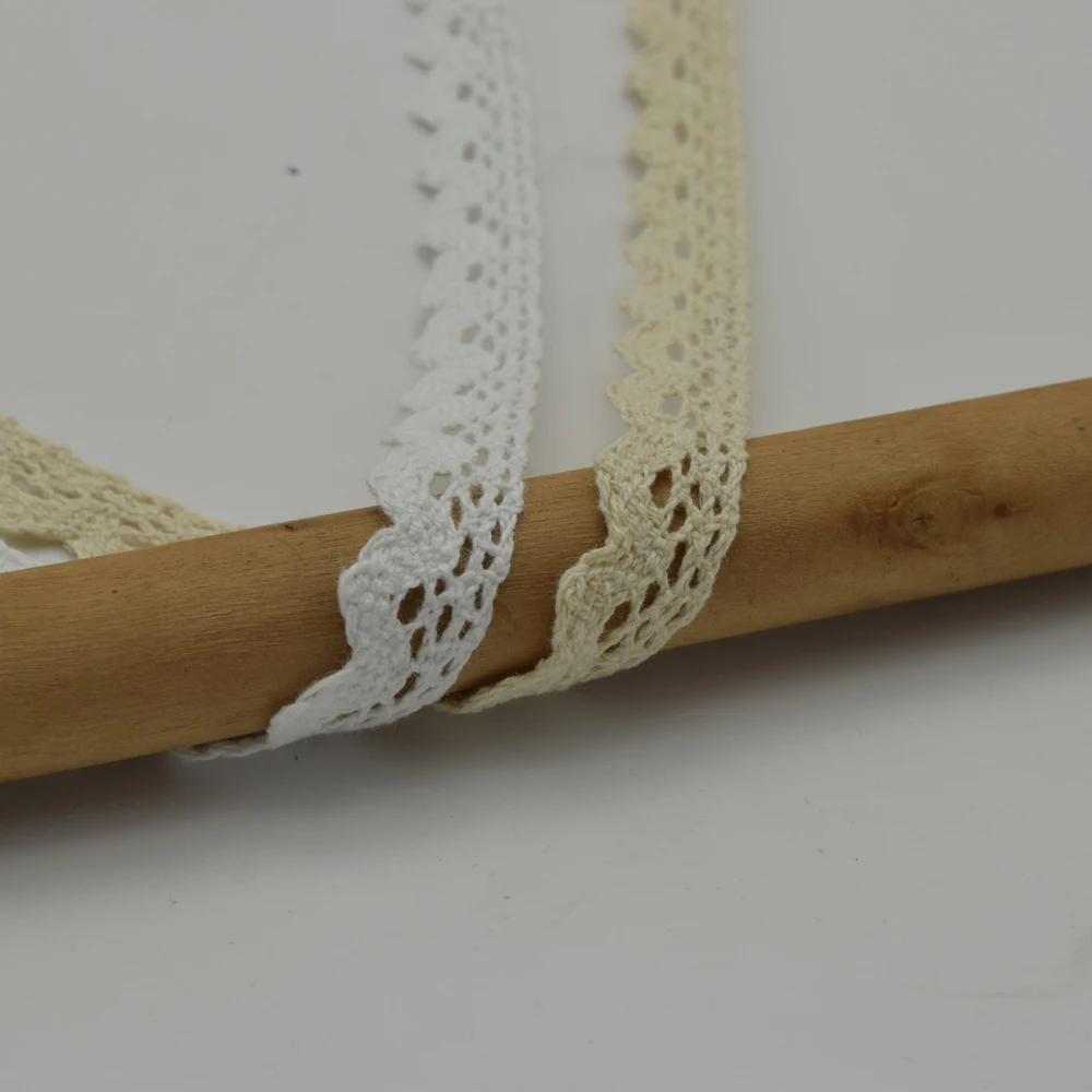 

30Yards White and beige Cotton Lace Crochet Ribbon lace wholesale width 15mm .Lace Trim Edging Wedding