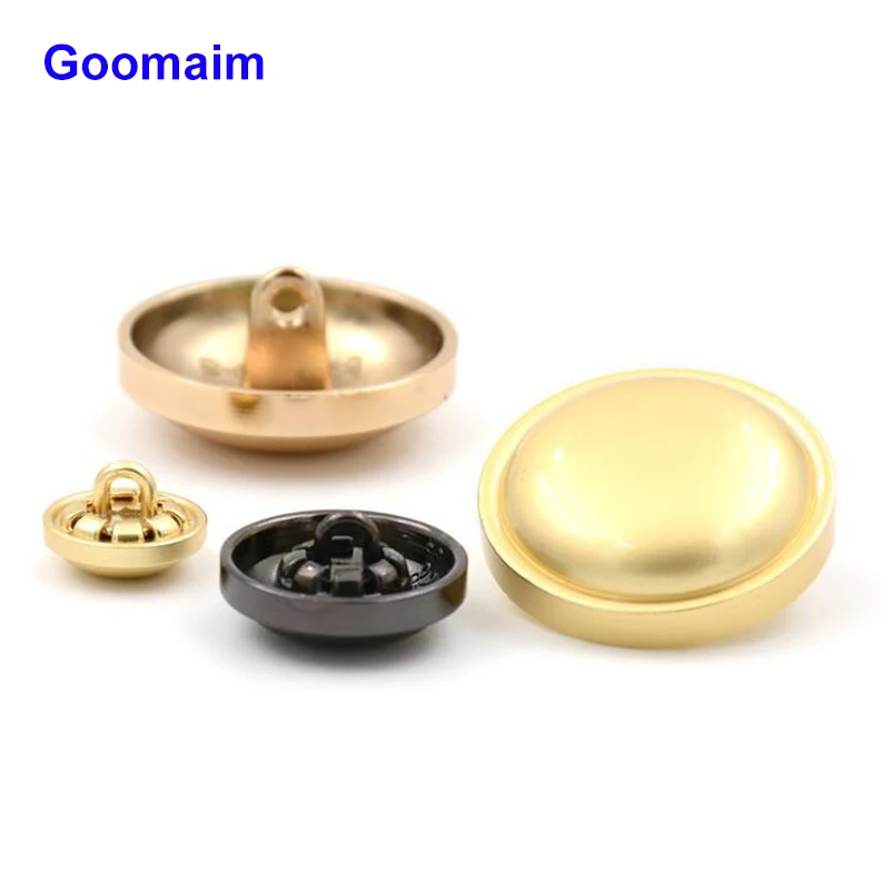 

100pcs fashion gold fine edge metal buttons overcoat sewing jean shank buttons for men's sweater grade coat buttons three sizes