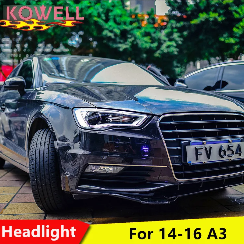 

KOWELL Car Styling Car Styling For AUDI A3 headlights 2014-2016 For A3 head lamp led DRL front Bi-Xenon Lens Double Beam HID KIT