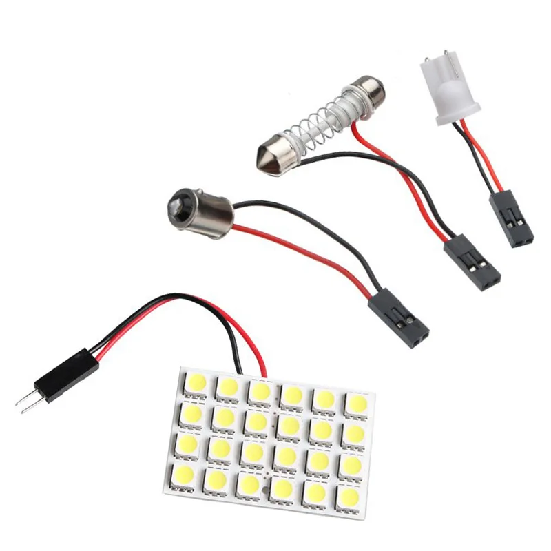 1/2 комплект T10 BA9S фестон-адаптер 24 SMD 5050 светодиодный свет авто панель для чтения