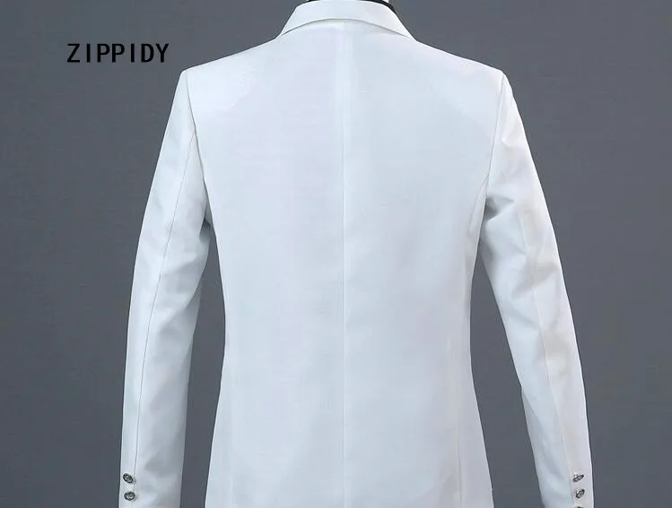 Многоцветный Стразы Блестки мужской черный или белый костюм (куртка + брюки)