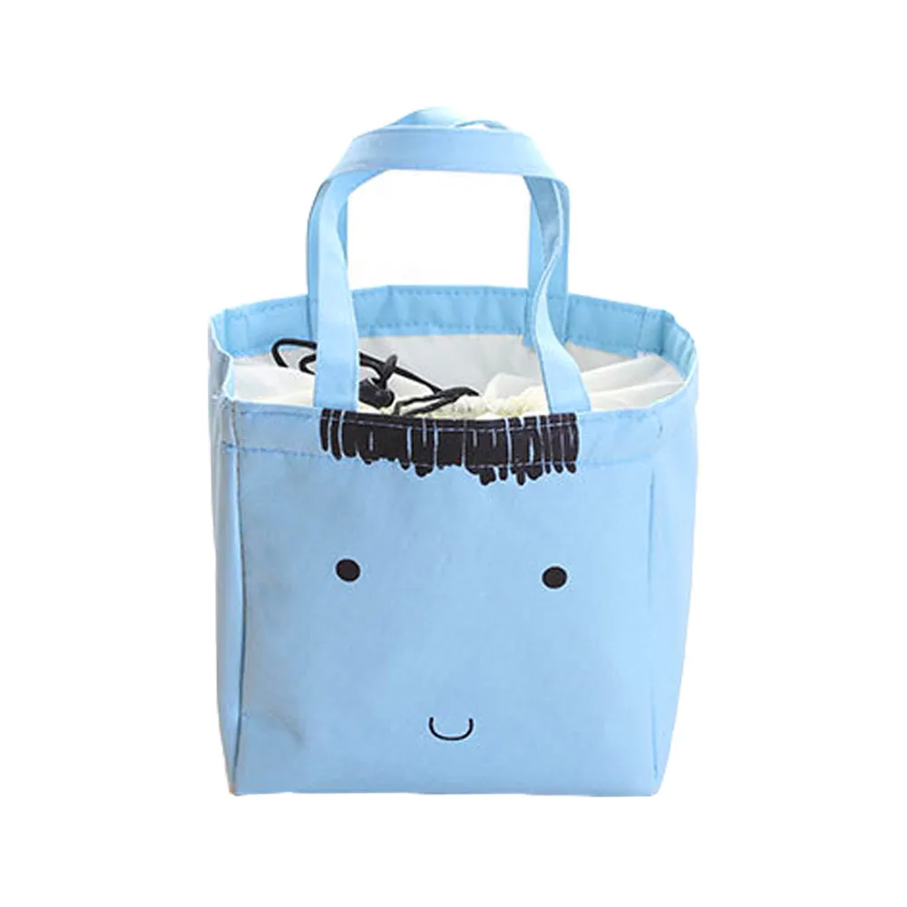 Lunch Bag For Women Portable Thermal Insulated Bento Tote Pouch Storage Cute Cat Print Drawstring Kids Food | Багаж и сумки