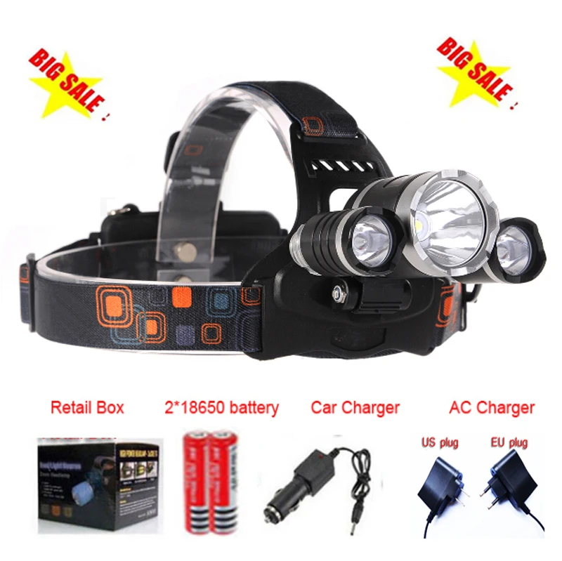 3LED из C T6 светодиодный велосипед свет фар Глава лампы фонарик 18650 + 2x18650