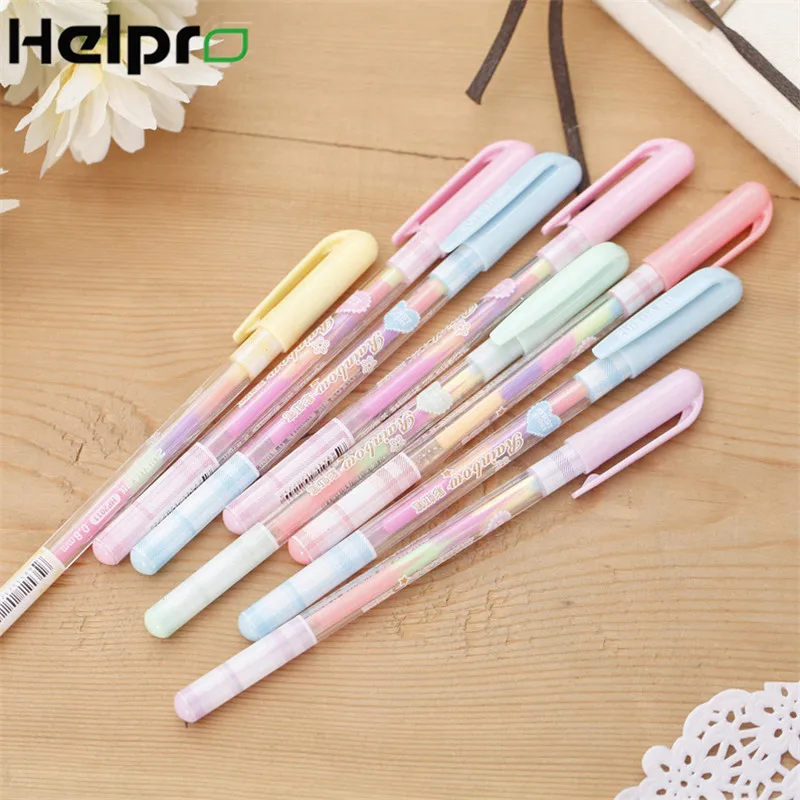 Helpro 1 шт. Kawaii Радужный цвет школьная гелевая ручка подарки 6 цветов живопись для