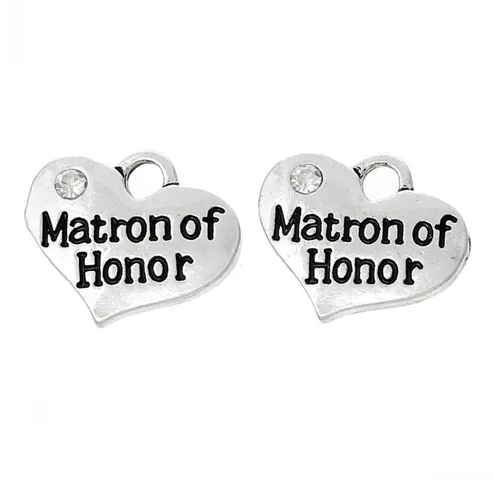 Очаровательные Подвески в виде сердца серебряный цвет сообщение &quotMatron Of Honor&quot