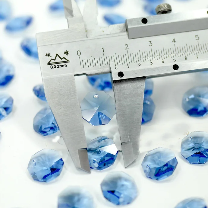 Одно отверстие 14 мм синий кристалл Octagon Бусины для Люстра Висит гирлянды пряди